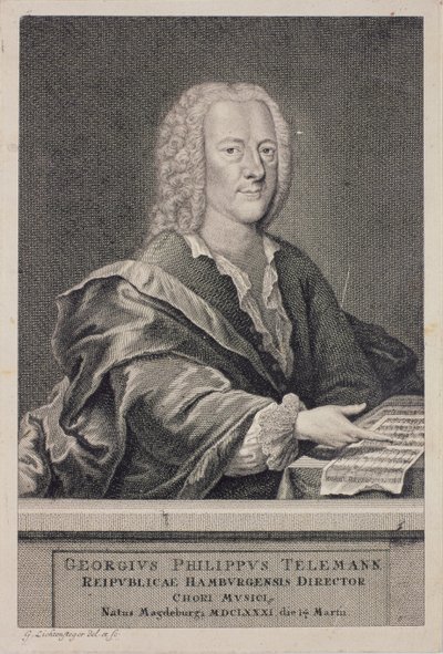 Portret van Georg Philipp Telemann (1681-1757) door Georg Lichtensteger